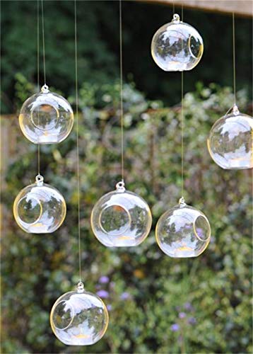 Ecosides Pack of 24 Hanging Glass Orbs Hanging Glass Globe Terrariums Without 2 Side Hole for Candle Holder, TeaLight Holder Candlestick for Wedding Decor