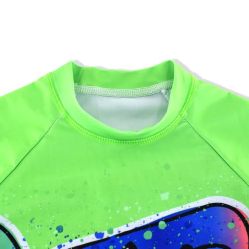 Image of Kids Short Sleeve Sunsuit Swimwear Boys Two Piece Rash-Guard-Sets Dinosaur Pattern
