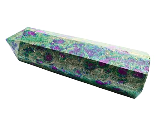 Image of Large Ruby Fuchsite Crystal Towers ~ Natural Healing Crystal Point Obelisk for Reiki Healing and Crystal Grid (5.5 inch to 6 inch INCH)