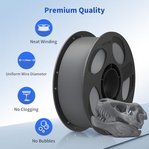 Image of ANYCUBIC PLA 3D Printer Filament, 3D Printing PLA Filament 1.75mm Dimensional Accuracy + /- 0.02mm, 1KG Spool (2.2 lbs), Texture Grey