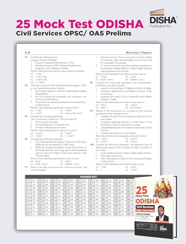 Image of Disha 25 Mock Test Series for Odisha Civil Services OPSC / OAS Prelims General Studies - 20 for Paper 1 & 5 for Paper 2 with 2023 Previous Year Solved Papers | OCS Test Series | Fully Solved