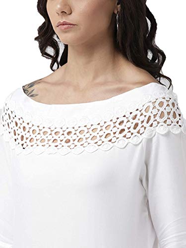 Image of Style Quotient Women Solid Off White Viscose Rayon Smart Casual top