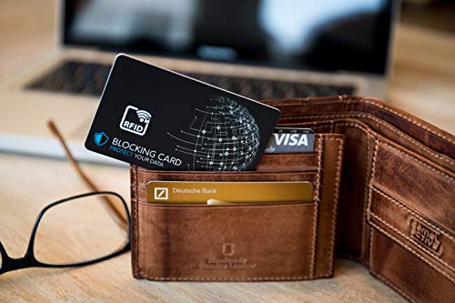 DEKRA geteste RFID-blokkerkaart, nieuwste E-Field storzendertechnologie, ter bescherming tegen gegevensdiefstal, extra dunne kaart met 0,8 mm voor elke portemonnee, kaartbescherming, NFC-bescherming, zwart, 1, Modern - Image 8