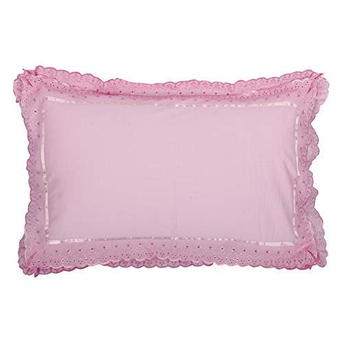Image of VHC 100% Cotton Lace Pillow Cover /Case Set (Pack of 2)-Pink