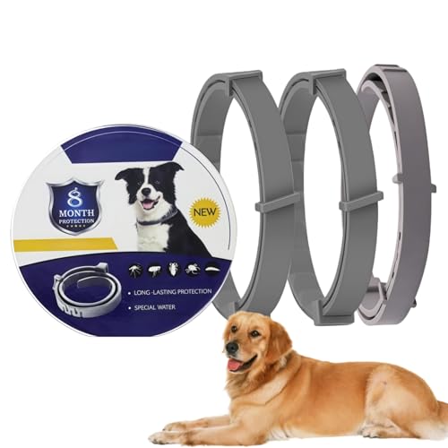 3PCS Dog Collar,Calming Collar for Dogs,Dog Collars Set,Waterproof Adjustable for Puppy,24 Month Protection,Natural Essential Oils,Grey