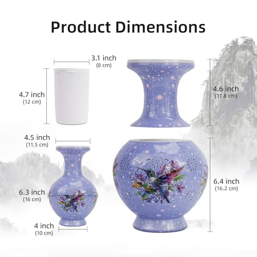 Image of LED 3D Puzzle Vase for Adults - Difficult Floral Puzzle Craft for Home or Office - Violet Songbird