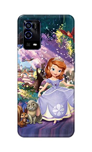 Image of PRINTFIDAA Cartoon Little Girl with Crown and Pet Animals Printed Designer Hard Case for Oppo A55 Back Cover -(e) RPM1008