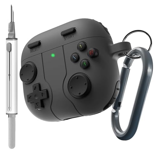 DamonLight Capa de jogo para AirPods 4, capa protetora de silicone à prova de choque, com caneta de limpeza e chaveiro, acessórios para Apple Airpods 4ª geração (preto)