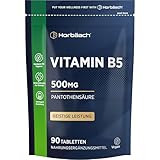 Vitamin B5 500mg | Hochdosiert Pantothensäure | Pantothenic Acid | 90 Vegan Tabletten | von Horbaach