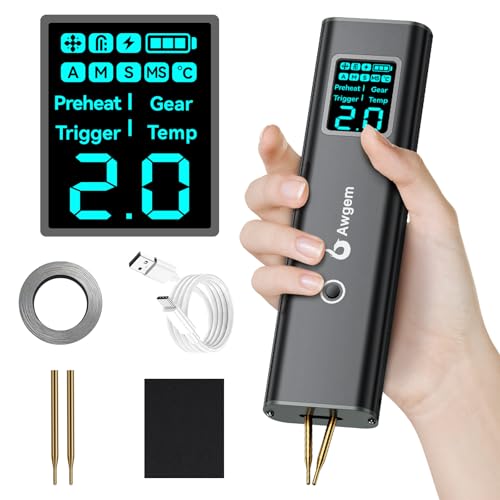 Awgem Battery Spot Welder Upgraded Handheld Mini Portable Spot Welder for 18650 Battery Welding Nickel Sheets 0.1-0.2mm Iron Stainless Steel Sheets 99 Gear Auto and Manual Mode