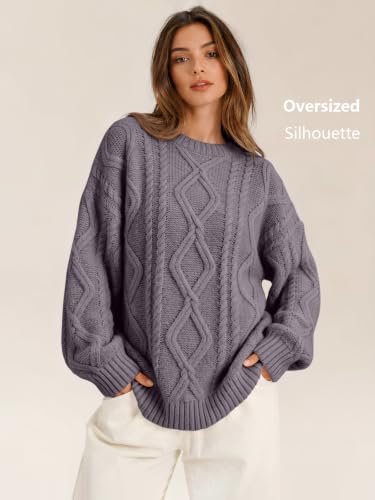 Image of Trendy Queen Women's Oversized Cable Knit Sweaters 2026 Fall Outfits | Quiet Luxury Style, Chunky Knit Texture, Winter Holiday Outfit, Easy Layering Piece, Fall Fashion Staple
