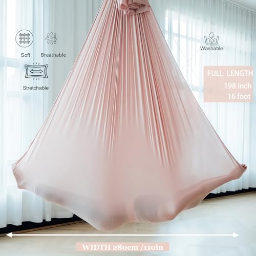 Image of F.Life Aerial Silk Yoga Hammock & Swing for yoga Inversion,Strength training,starter hardware kit