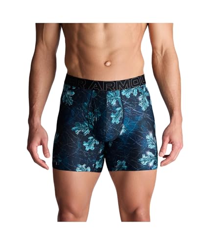 Under Armour Calzoncillos tipo bóxer Performance Tech Print de 6 pulgadas para hombre, Marina de medianoche, Medium