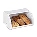 Produktbild Relaxdays Brotkasten, mit Rolldeckel, aromadicht, Brot & Brötchen, Brotbehälter, Metall, HBT: 13,5 x 26 x 21 cm, weiß