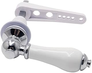 Ceramic Toilet Cistern Lever Flusher | Traditional Victorian Style | Real Ceramic White LOO Cistern Lever Flush Handle | WC Lavatory Flush | Chrome Finish