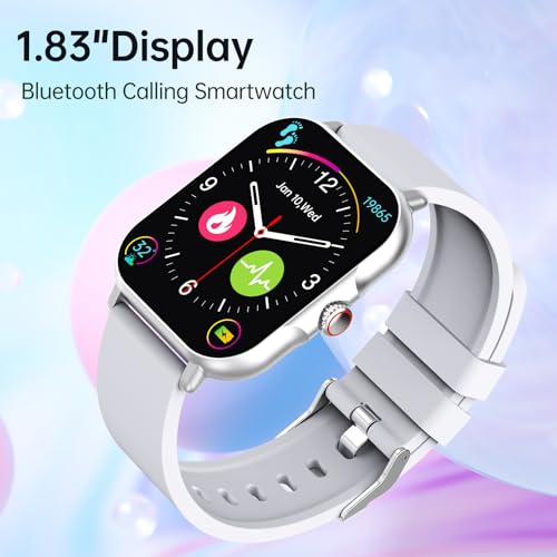 Image of SHKOD Watch1 Pro 1.83 inch HD Display Smart Watch with Bluetooth Calling, AI Voice Assistance, 100 Sports Modes IP67 Rating Fast Charging 240 * 286 Pixel High Resolution (Silver)