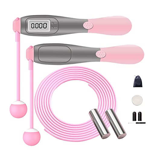Springseil mit Digital Zähler und Kalorienzähler, Verstellbar Länge Gewichtete Springseil, Indoor Schnurlos Ball, für Damen, Herren und Kinder, Fitness Boxen Abnehmen Cover