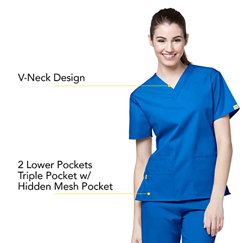 WonderWink Origins Women’s Bravo V-Neck Scrub Top - Royal, 2X - Thumbnail 2