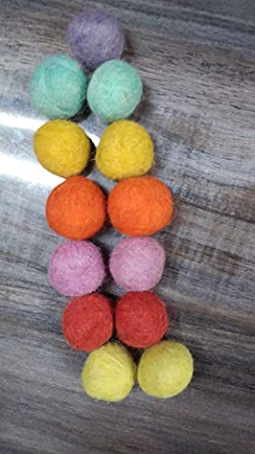 Image of OON Pompom Balls Round Fluffy Soft Multicolor 100% Wool Felt 2.5 cm Thick Pack of 100 piecesfor Art & Craft, Activity Hobby Supplies and DIY Creative Crafts Decorations (Multi Color, 100)
