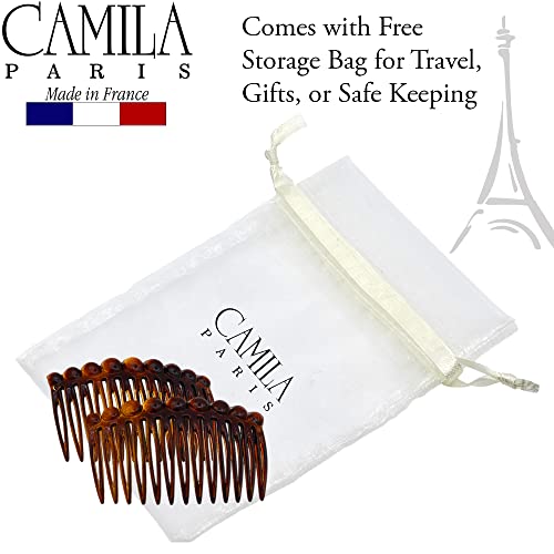 Camila CP33-2 Paris Cp33/2 French Hair Side Comb Small Tortoise Shell French Twist Hair Combs Decorative thumb #5