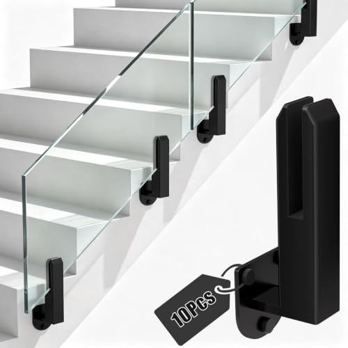 Black Glass Railing Clamp, Side Mount, 10 Pack, Heavy Duty Glass Spigot Post, 304 Stainless Steel Railing System for Stairs Balusters/Patio/Deck