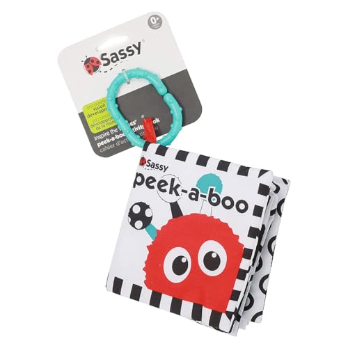 Sassy - Libro infantil Peek a Book, blanco y negro