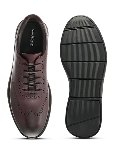 Image of San Frissco Mens Formal Shoes Textured Lace Up Brogues /Soft Cushioned Footbed with TPR Sole /Stylish, Comfortable, Trendy, Party, Outdoor Shoes for Office & College