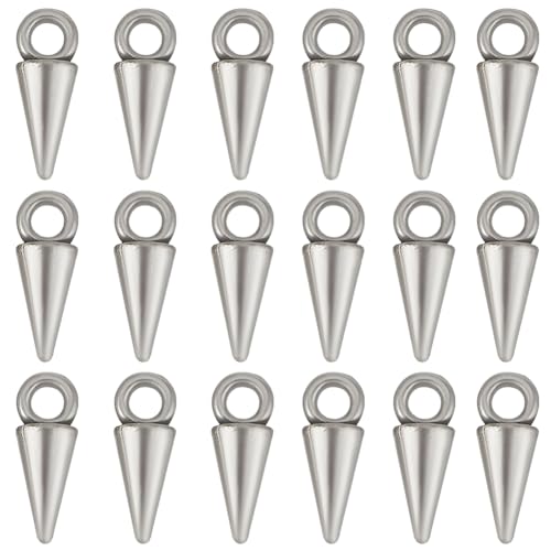 SUNNYCLUE 1 Box 200Pcs Silver Spike Charms Cone Charm Alloy Antique Gothic Punk Vintage Spikes Goth Circular Long Spikes Charm Bulk for jewellery Making Charms Diy Earrings Bracelet Necklace Craft