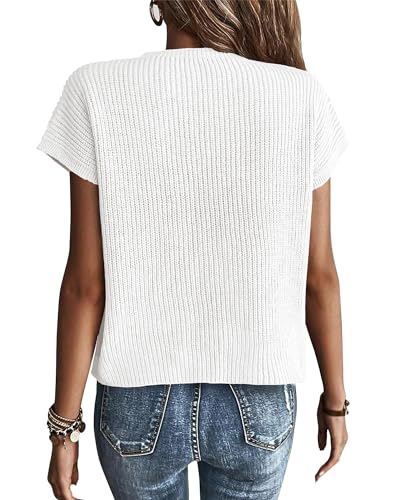 Image of KIRUNDO Summer Fall Short Sleeve Sweater for Women 2026 Casual Sweater Vest Cotton Knit Pullover Tank Tops Fashion Clothing