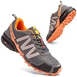 Zapatillas Trekking Hombre Impermeables Zapatillas Trail Running Hombre Zapatos de Senderismo Ligeras Deportivas Zapatos para Correr Gimnasio Sneaker Gris Naranja 47 EU