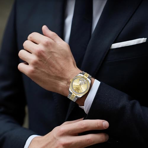 Image of BUREI Men's Classic Luxury Watch Stainless Steel Waterproof Machine Watch Fashion Double Watches Date Sapphire Crystal