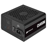 Corsair CX450M (2021), CX-M Series, 450 Watt 80 PLUS Bronze-Zertifiziert Teilmodulares ATX-Netzteil (EPS12V-Anschluss, Leiser Betrieb, 105-°C-Primärkondensatoren, Kompakte Größe) Schwarz