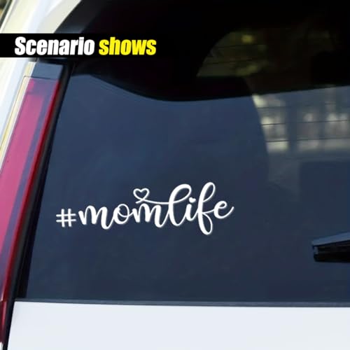 Image of Smilfuy 7 inch x 2 inch Mom Life Car Vinyl Decal Sticker, Waterproof Bumper Sticker for Women, New Moms, Cute Decorative Mom Life Sticker for Cars, Trucks, SUVs, Windows, Laptops, Walls (White)