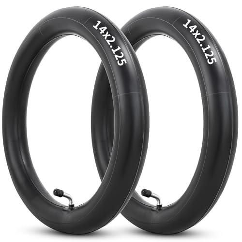 14x2.125 Butyl Bike Inner Tube 14 Inch Bike Tube with CR202 Bent Valve Stem Compatible with Most 14x1.90 14x1.95 14x2.0 14x2.10 14x2.125 Electric Scooters Electric Bicycle E-Bike Tire Tube 2Pcs