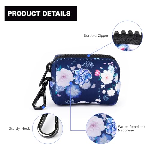 Image of Petmolico Dog Poop Bag Holder Leash Attachment, Dog Waste Bag Dispenser Zippered Pouch, Fits Any Dog Leash, Includes Free Roll of Dog Bags, Poop Bag Dispenser - 2 Packs, Mixed Blue & White