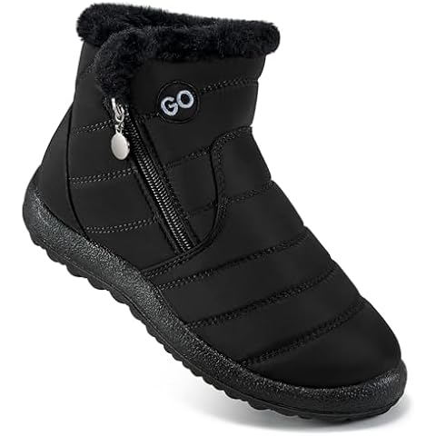 DUOYANGJIASHA Snow Boots for Women Winter Warm Ankle Booties Waterproof Comfortable Slip On Outdoor Fur Lined Lining Zipper Womens Snow Boots Cover