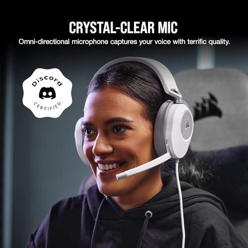 Image of Corsair HS65 Surround Wired Gaming On Ear Headset (Leatherette Memory Foam Ear Pads, Dolby Audio 7.1 Surround Sound on PC and Mac, SonarWorks SoundID Technology, Multi-Platform Compatibility) White