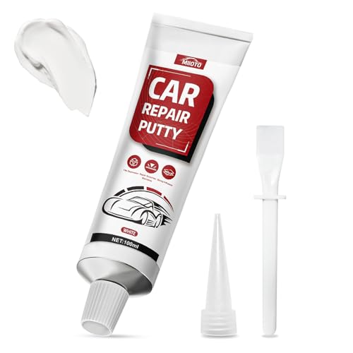 Miioto 100ml Masilla Carrocero, Masilla para Plastico, Masilla de Carrocero Coche, Masilla Coche para Reparar Arañazos y Abolladuras en Coches, Barcos y Otros Vehículos, Blanco
