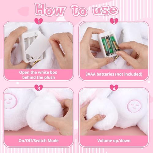 Image of Breathing Reversible Rabbit Toy & Jumping Bunny, Real Stuffed Pet Plush Toys, Bunny Soft Toy for Kids, Fluffy Musical & Jumping Toy, Anxiety Relief Rabbits (Breathing+Walking Rabbit)