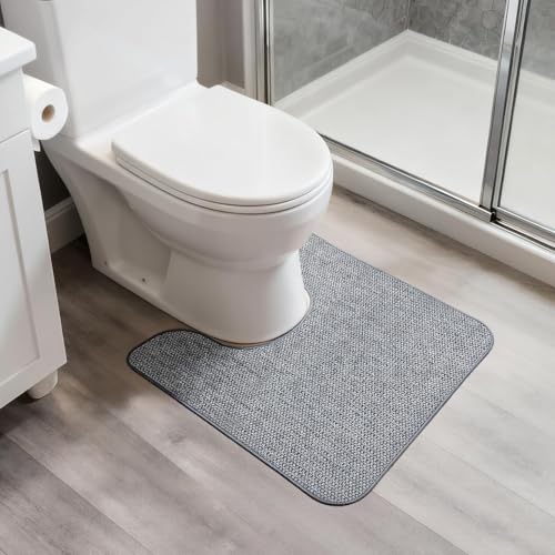 Bosap Toilet Rugs U Shaped Bathroom Rug Machine Washable Non Slip Quick Dry Super Absorbent Ultra Thin Toilet Mats for Bathroom Toilet.Grey 18x2(20x24inch)