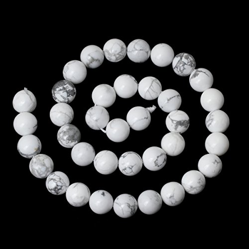 Cheavian 10Mm 35Pcs Natural White Howlite Gemstone Round Loose Stone Beads For Jewelry Making Diy Crafts Design 1 Strand 15" #TOP1