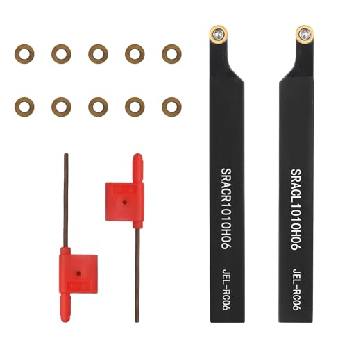 LYMMIYTC 3/810mm Indexable Lathe Turning Tool12Pcs Kit- 2Pcs Metal Lathe Tools Holder Set with 10Pcs Round Carbide Insert Turning Inserts for Turning Grooving Boring Threading Cutting