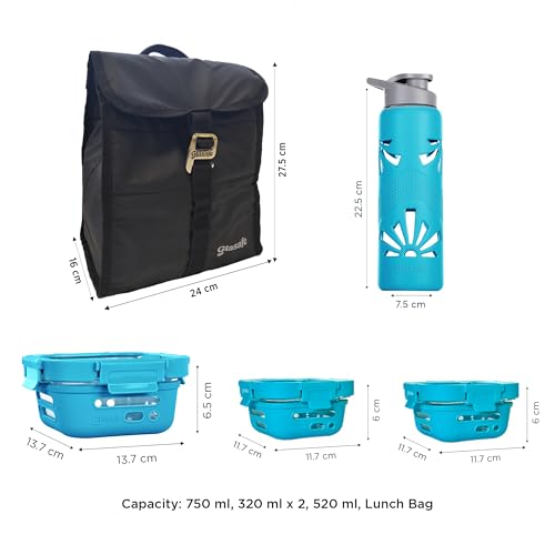 Image of GLASAFE Glass Lunch Kit (Tranquil Teal, Lunch Kit Lite)