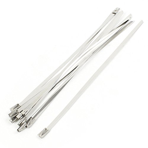 Aexit 10Pcs Stainless Clamps Steel Coated Zip Cable Tie 200x4.6mm for Strap Clamps Pipe Hose