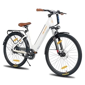 Hiland Elektrische fiets voor mannen en vrouwen, 7,8 Ah 36 V batterij, pendelaar, e-bike voor volwassenen met 250 W motor, 26 inch stap door elektrische fiets, voorwielvering