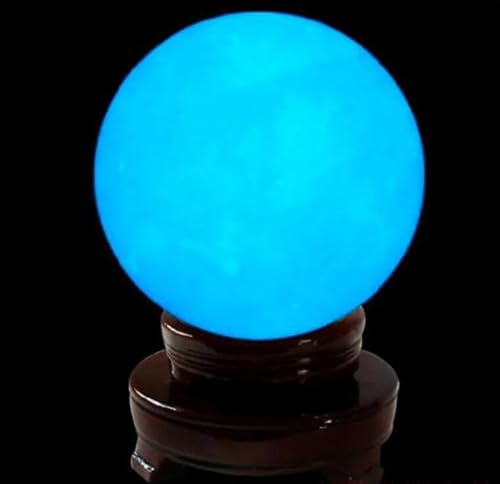 Fgdiucvn Blue Quartz Crystal Luminous Ball Spheres Decoration Crafts Natural Luminous Stone Calcite Glow In The Dark Decorative Gifts,,80Mm