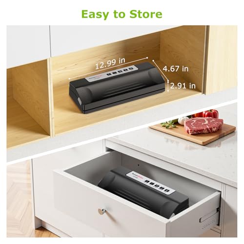 Bonsenkitchen Vacuum Sealer Machine with 5 Bags, Black/Silver - image 7