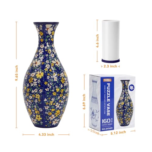 Image of 3D Puzzle Planter Vase for Adult, 160 Pieces DIY Flower Vase for Home Decoration - Perfect Housewarming Gift (Floral Mosaic Charm)