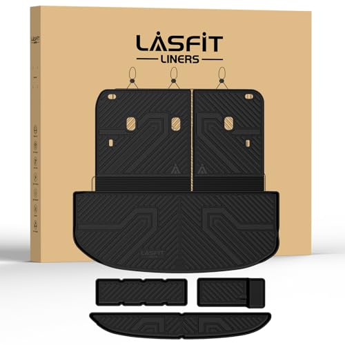 LASFIT Cargo Mat & Backrest Mats for Kia Telluride 2027 (Only Fit Gas, Not Fit Hybrid), All Weather TPE Custom Fit Cargo Liner Trunk Mats & Seatback Mats Accessories for Kia Telluride 2027, Black