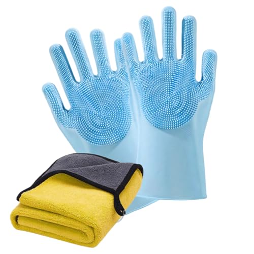 Guantes De Aseo Para Perro | Manopla Lavadora Para Gatos Con Toalla - Accesorio Limpieza Cerdas Suave Masaje Diario Baño Cachorro Gatito Ducha Baño Cocina Hogar Superficies